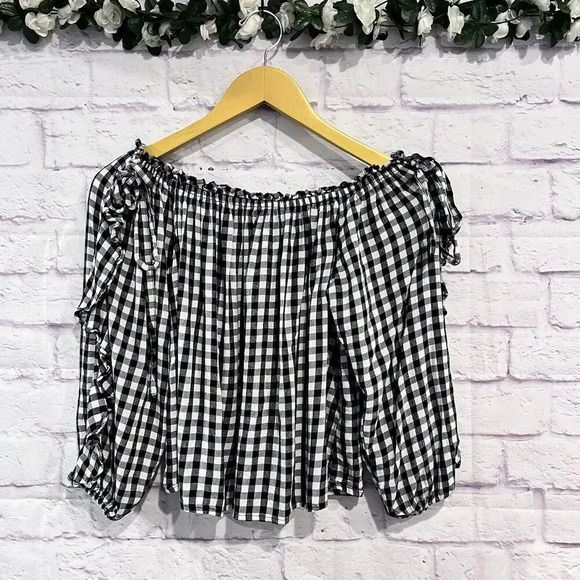 American Eagle Black And White Gingham Cropped Top Women's Size Small - Picture 1 of 10